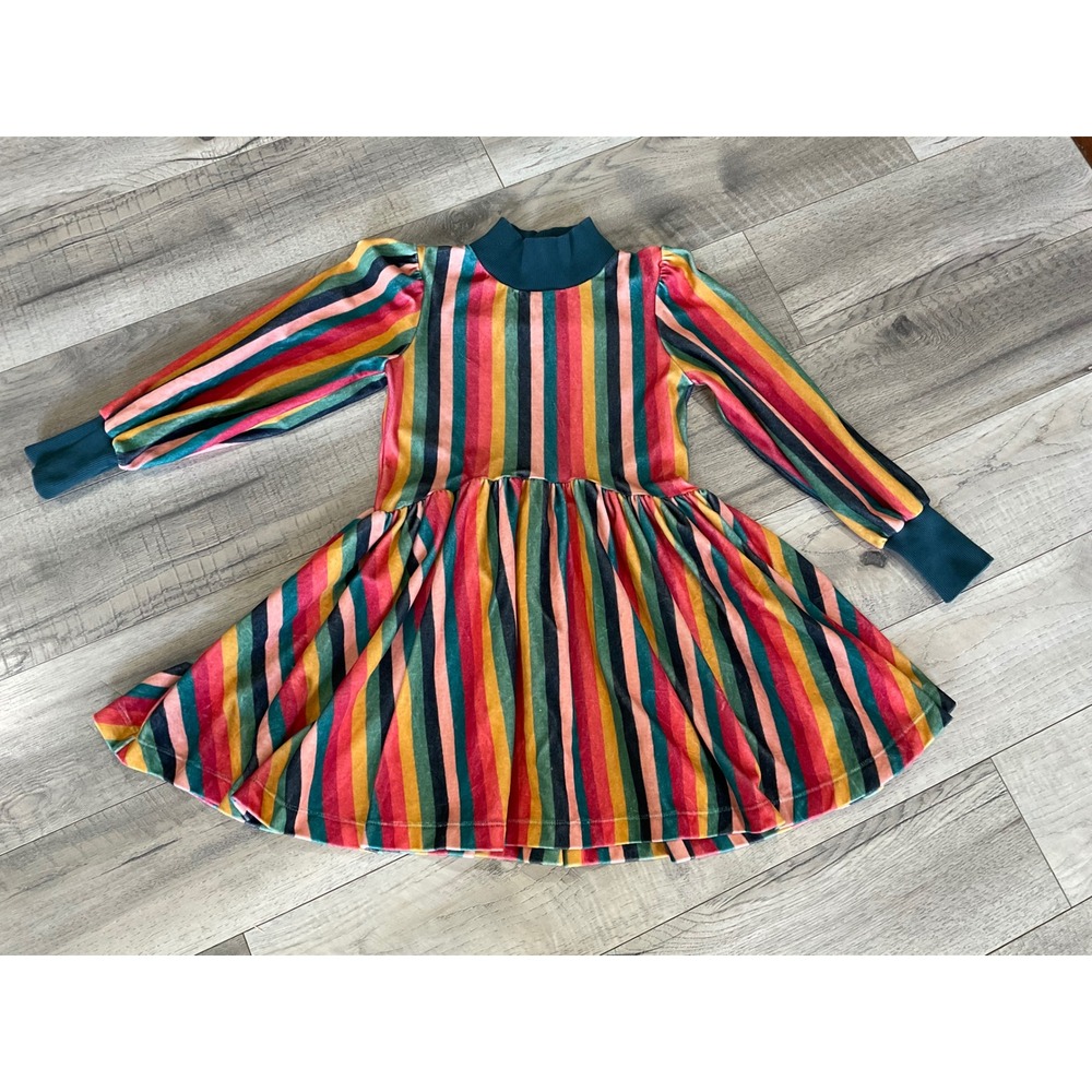 The Middle Daughter Kids Multi‎ Stripe Velvet Mock Neck Dress Size 11-12 Years